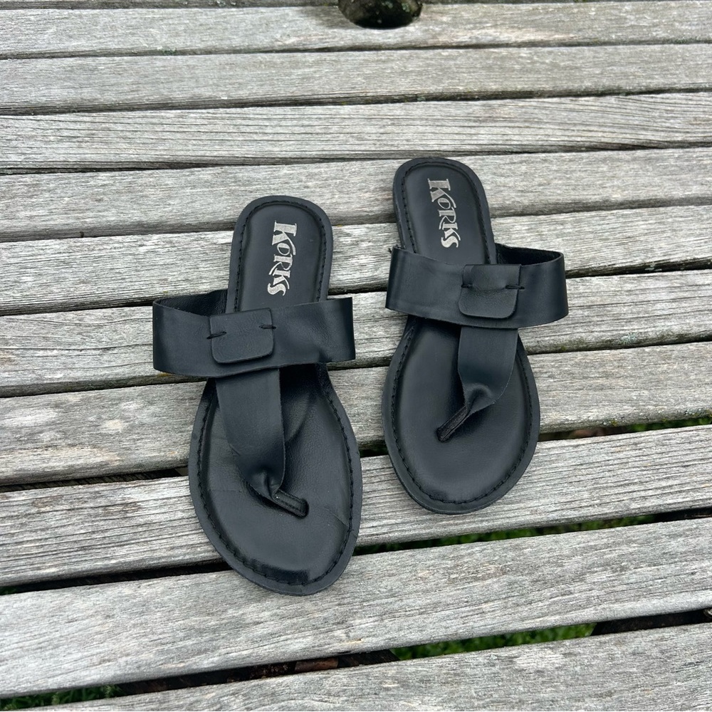 Korks‎ by Kork-Ease Black Dawn Comfort Thong Flip Flop Size 6